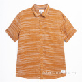Men's Woven Fabric Shirt men's soft linen short sleeves print shirts Manufactory